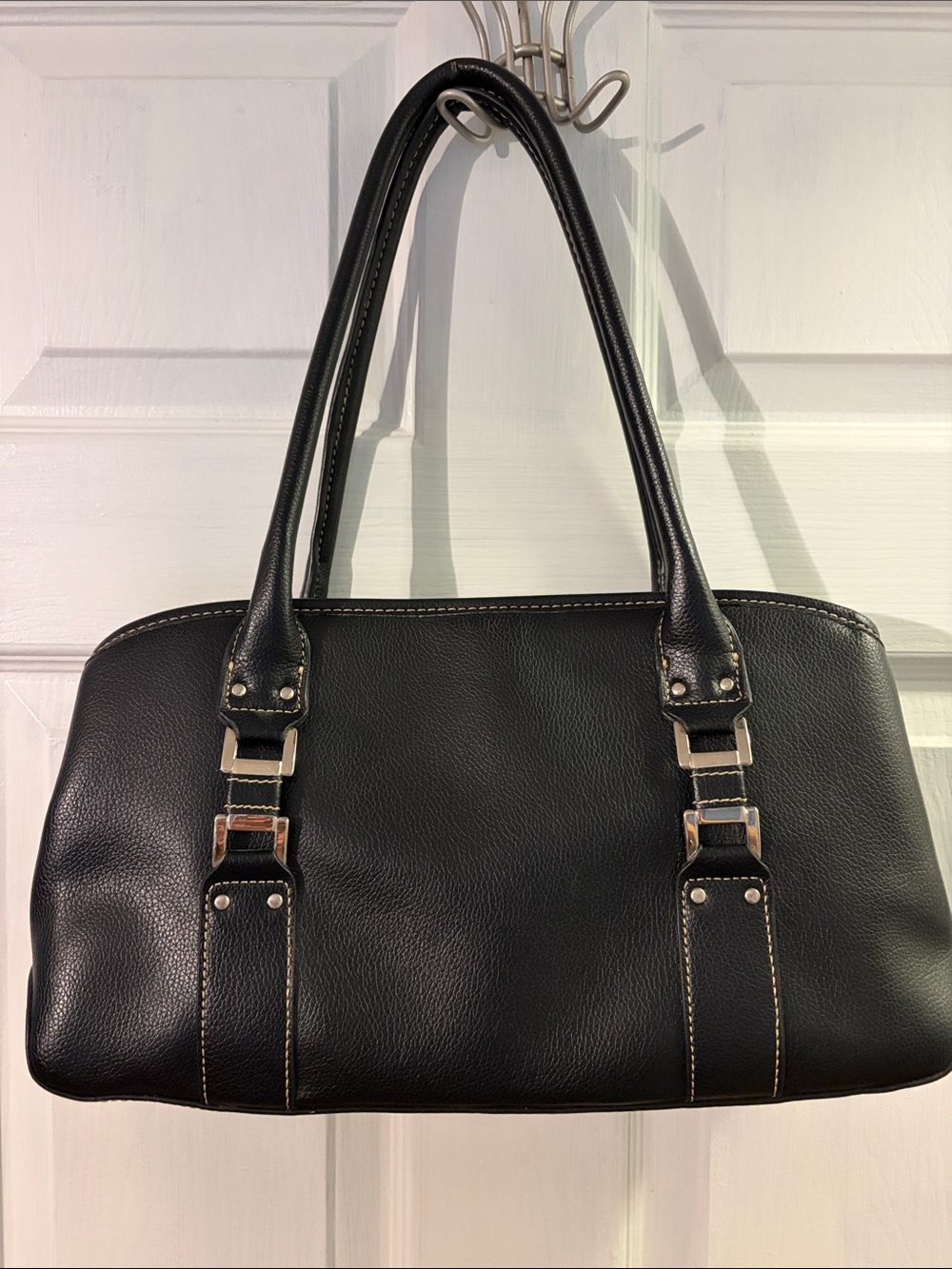 Croft & Barrow Black Shoulder Bag with Silver Hardware